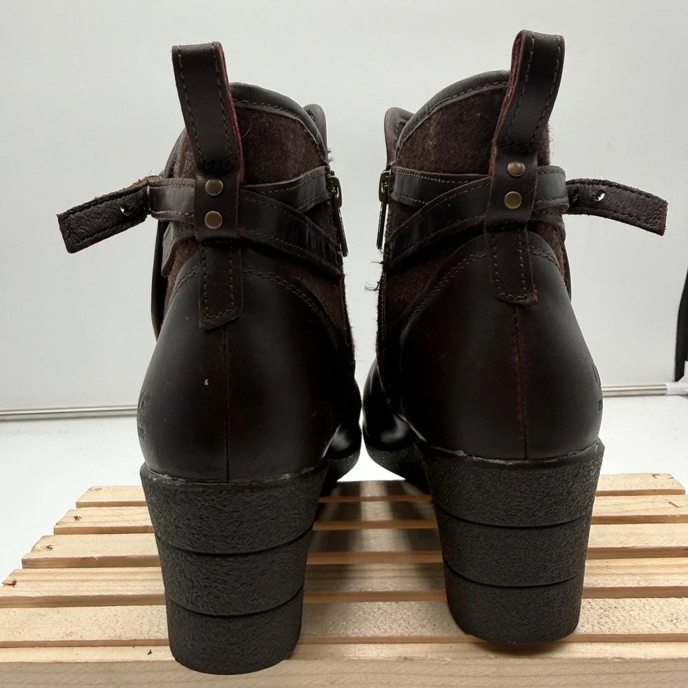 UGG Wedge Boots Emalie Waterproof Leather Wool Dark Brown Womens‎ 8